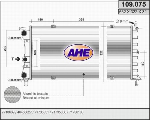 AHE 109.075 - Радіатор, охолодження двигуна autocars.com.ua