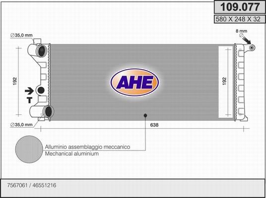 AHE 109.077 - Радіатор, охолодження двигуна autocars.com.ua