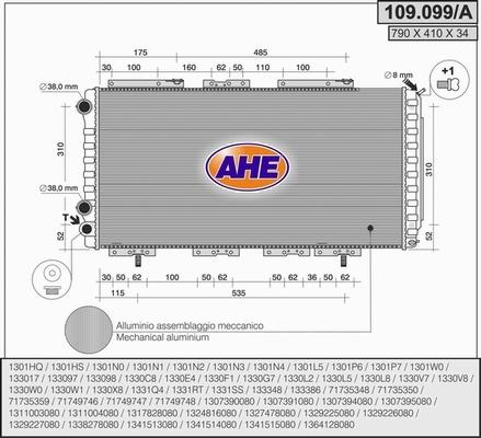 AHE 109.099/A - Радіатор, охолодження двигуна autocars.com.ua