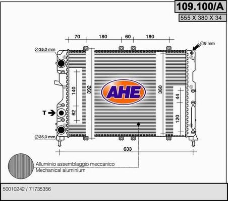 AHE 109.100/A - Радіатор, охолодження двигуна autocars.com.ua