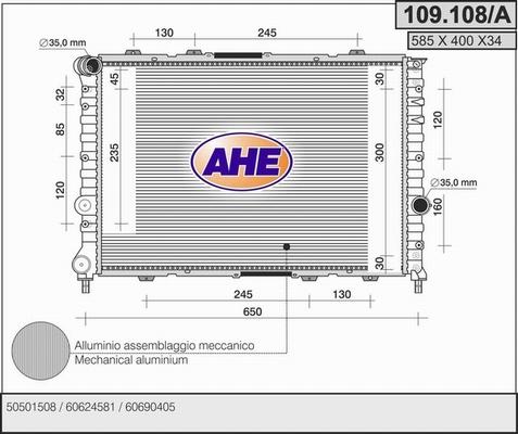 AHE 109.108/A - Радіатор, охолодження двигуна autocars.com.ua