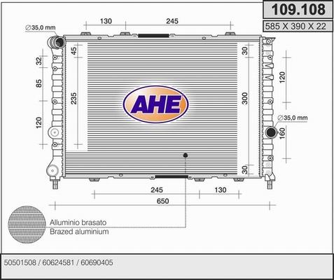AHE 109.108 - Радіатор, охолодження двигуна autocars.com.ua
