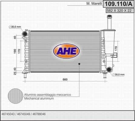 AHE 109.110/A - Радіатор, охолодження двигуна autocars.com.ua