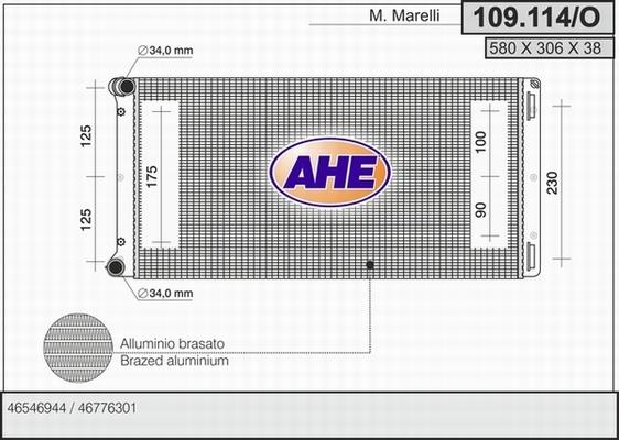 AHE 109.114/O - Радіатор, охолодження двигуна autocars.com.ua