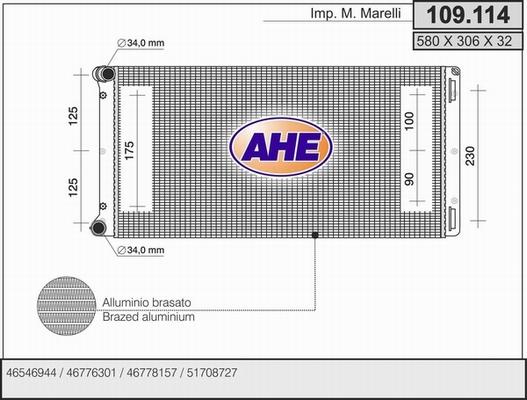 AHE 109.114 - Радіатор, охолодження двигуна autocars.com.ua