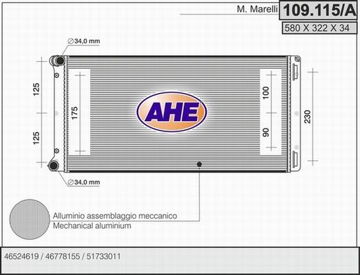 AHE 109.115/A - Радіатор, охолодження двигуна autocars.com.ua