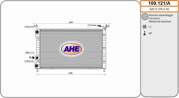 AHE 109.121/A - Радіатор, охолодження двигуна autocars.com.ua