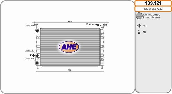 AHE 109.121 - Радіатор, охолодження двигуна autocars.com.ua