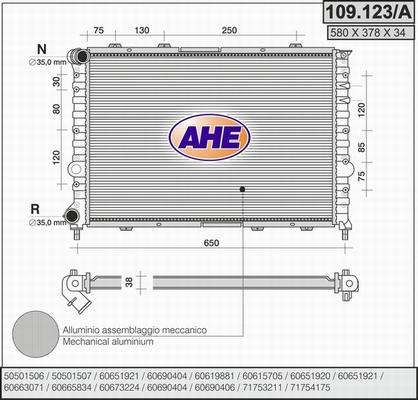AHE 109.123/A - Радіатор, охолодження двигуна autocars.com.ua