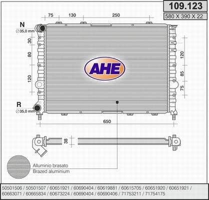 AHE 109.123 - Радіатор, охолодження двигуна autocars.com.ua