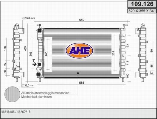 AHE 109.126 - Радіатор, охолодження двигуна autocars.com.ua