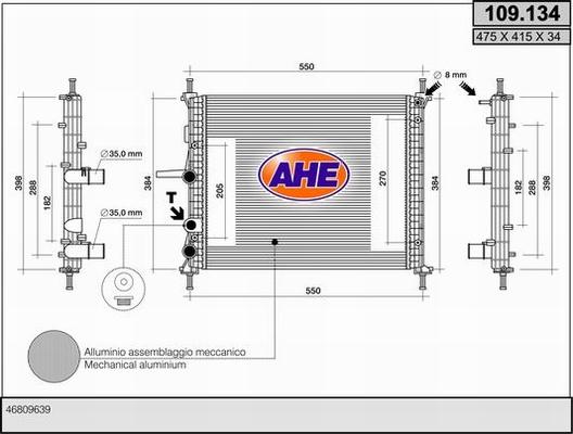 AHE 109.134 - Радіатор, охолодження двигуна autocars.com.ua