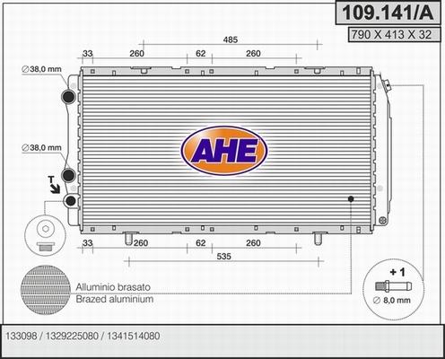 AHE 109.141/A - Радіатор, охолодження двигуна autocars.com.ua