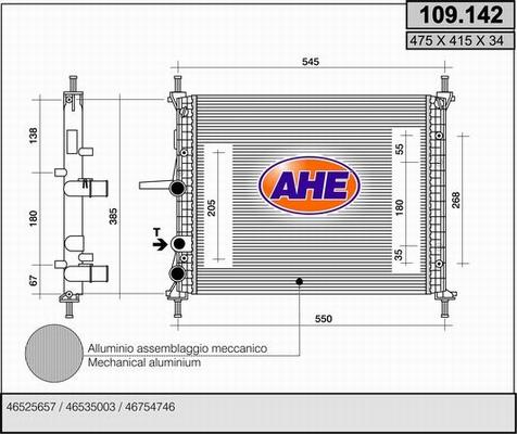 AHE 109.142 - Радіатор, охолодження двигуна autocars.com.ua