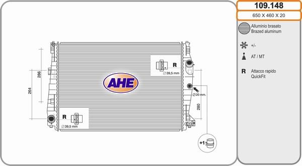 AHE 109.148 - Радіатор, охолодження двигуна autocars.com.ua