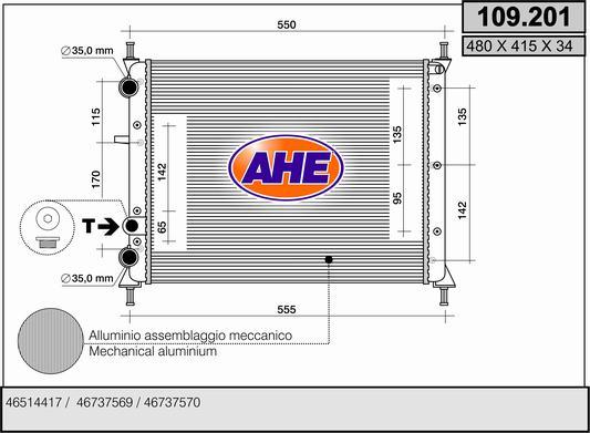 AHE 109.201 - Радіатор, охолодження двигуна autocars.com.ua