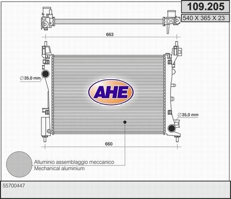 AHE 109.205 - Радіатор, охолодження двигуна autocars.com.ua
