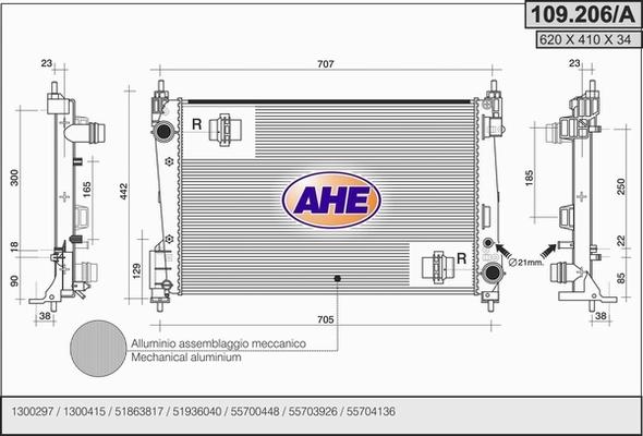 AHE 109.206/A - Радіатор, охолодження двигуна autocars.com.ua