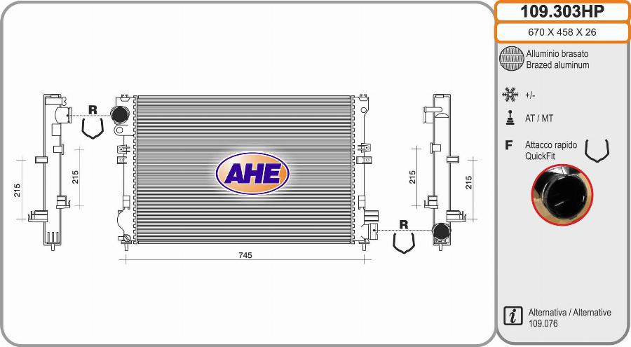 AHE 109.303HP - Радіатор, охолодження двигуна autocars.com.ua