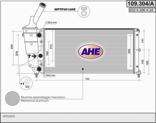 AHE 109.304/A - Радіатор, охолодження двигуна autocars.com.ua