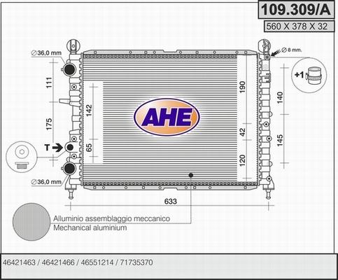 AHE 109.309/A - Радіатор, охолодження двигуна autocars.com.ua