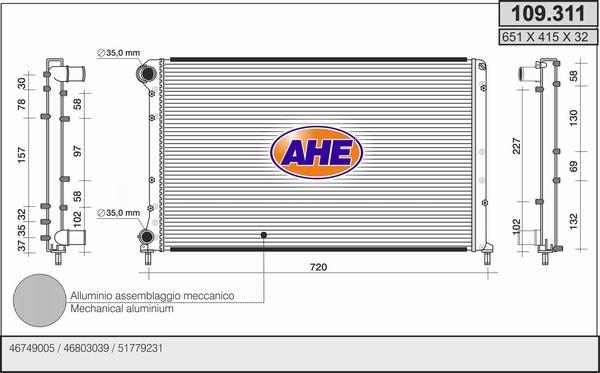 AHE 109.311 - Радіатор, охолодження двигуна autocars.com.ua