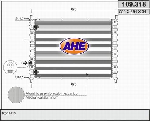 AHE 109.318 - Радіатор, охолодження двигуна autocars.com.ua