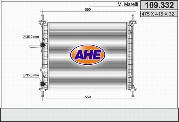 AHE 109.332 - Радіатор, охолодження двигуна autocars.com.ua