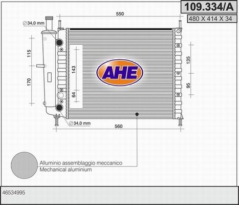 AHE 109.334/A - Радіатор, охолодження двигуна autocars.com.ua