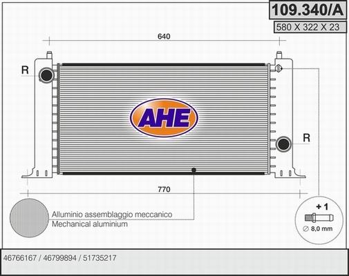 AHE 109.340/A - Радіатор, охолодження двигуна autocars.com.ua