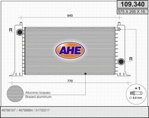 AHE 109.340 - Радіатор, охолодження двигуна autocars.com.ua