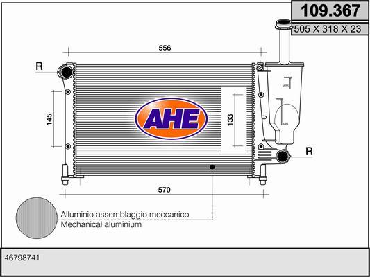 AHE 109.367 - Радіатор, охолодження двигуна autocars.com.ua