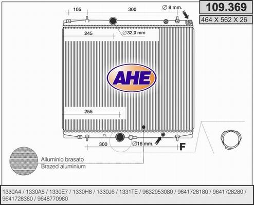 AHE 109.369 - Радіатор, охолодження двигуна autocars.com.ua