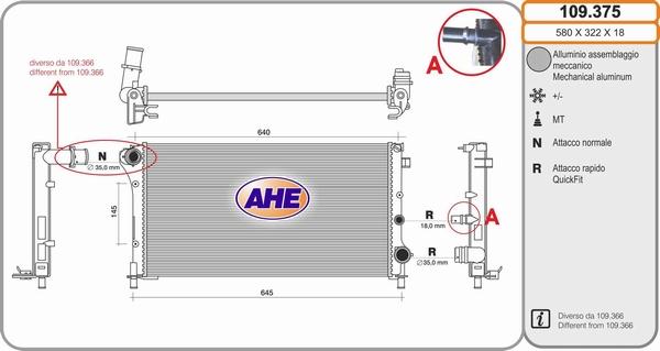 AHE 109.375 - Радіатор, охолодження двигуна autocars.com.ua