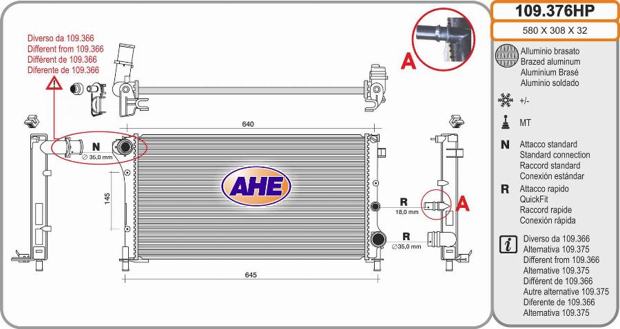 AHE 109.376HP - Радіатор, охолодження двигуна autocars.com.ua