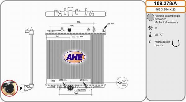 AHE 109.378/A - Радіатор, охолодження двигуна autocars.com.ua