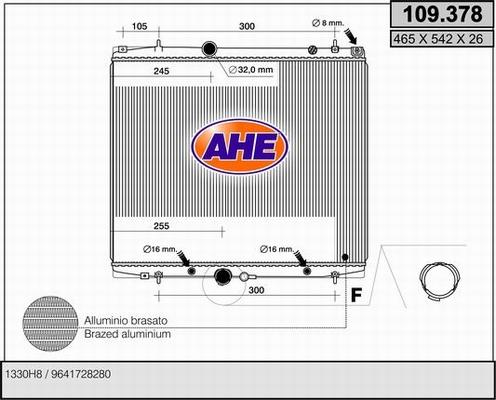 AHE 109.378 - Радіатор, охолодження двигуна autocars.com.ua