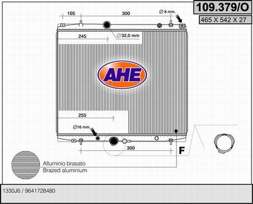 AHE 109.379/O - Радіатор, охолодження двигуна autocars.com.ua