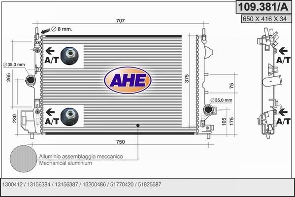 AHE 109.381/A - Радіатор, охолодження двигуна autocars.com.ua