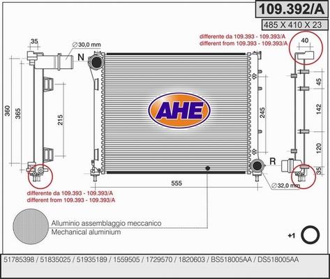 AHE 109.392/A - Радіатор, охолодження двигуна autocars.com.ua