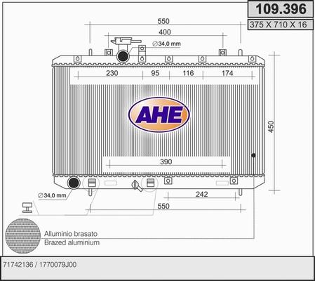 AHE 109.396 - Радіатор, охолодження двигуна autocars.com.ua