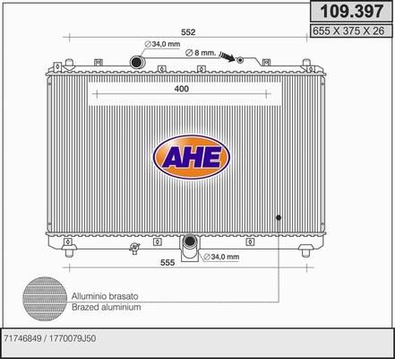 AHE 109.397 - Радіатор, охолодження двигуна autocars.com.ua