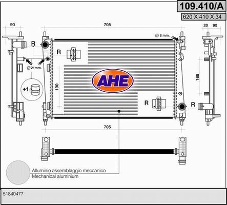 AHE 109.410/A - Радіатор, охолодження двигуна autocars.com.ua