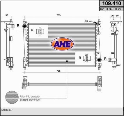 AHE 109.410 - Радіатор, охолодження двигуна autocars.com.ua