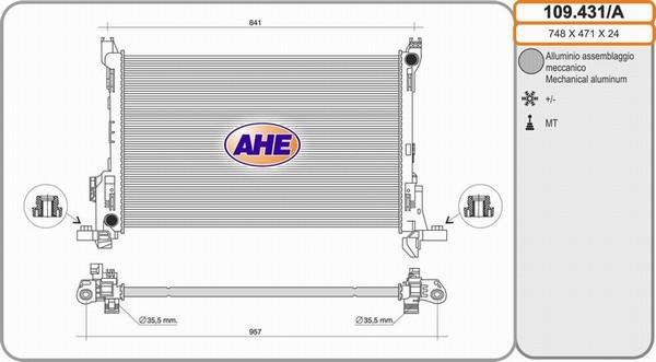 AHE 109.431/A - Радіатор, охолодження двигуна autocars.com.ua