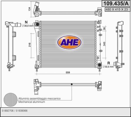 AHE 109.435/A - Радіатор, охолодження двигуна autocars.com.ua