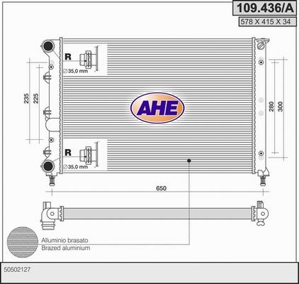 AHE 109.436/A - Радіатор, охолодження двигуна autocars.com.ua