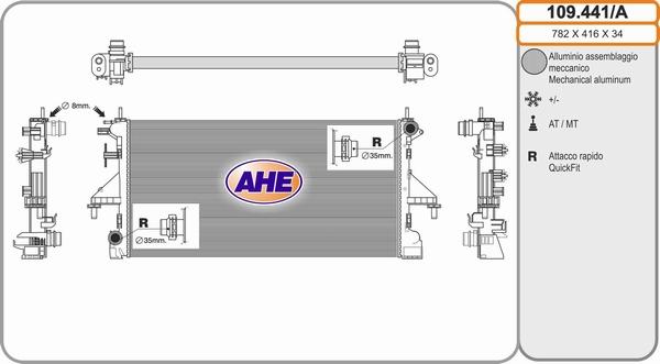 AHE 109.441/A - Радіатор, охолодження двигуна autocars.com.ua