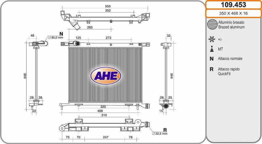 AHE 109.453 - Радіатор, охолодження двигуна autocars.com.ua