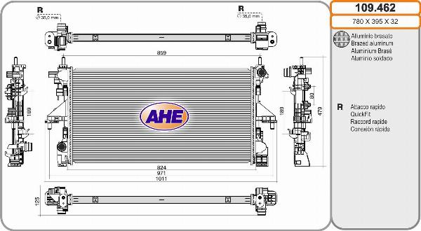 AHE 109.462 - Радіатор, охолодження двигуна autocars.com.ua